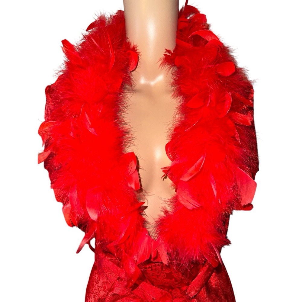 New Dolls Kill Sugar Thrillz Spicy Crushes Brocade Coat Red Feather Trim‎ Dancer - Picture 5 of 16